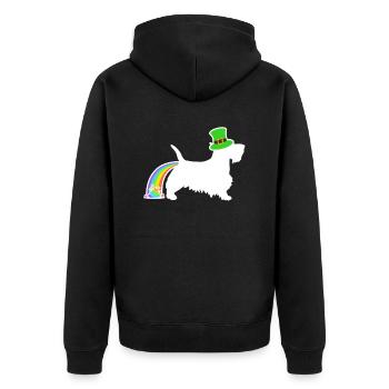 St. Patrick's Dog - Scottish Terrier - Unisex Premium Bio Zip Hoodie - Schwarz - Hinten - Nico (187cm)