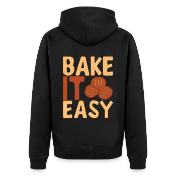 Bäcker Bäckerei Backen - Unisex Premium Bio Zip Hoodie - Schwarz - Hinten - Nico (187cm)