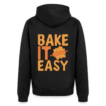 Bäcker Bäckerei Backen - Unisex Premium Bio Zip Hoodie - Schwarz - Hinten - Nico (187cm)