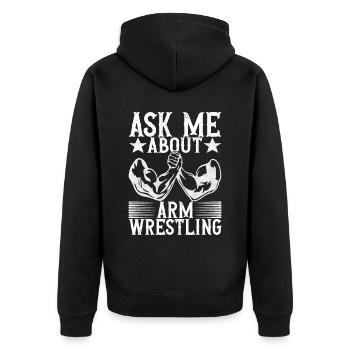 Arm wrestling arm wrestling - Unisex Premium Organic Zip Hoodie - black - Back - Nico (187cm)