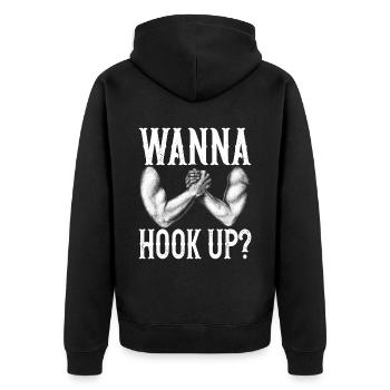 Armdrücken Armwrestling - Unisex Premium Bio Zip Hoodie - Schwarz - Hinten - Nico (187cm)