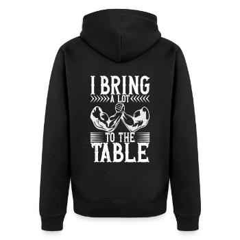 Arm wrestling arm wrestling - Unisex Premium Organic Zip Hoodie - black - Back - Nico (187cm)