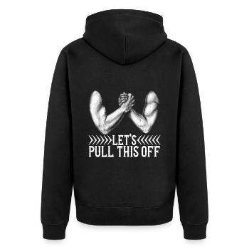 Armdrücken Armwrestling - Unisex Premium Bio Zip Hoodie - Schwarz - Hinten - Nico (187cm)