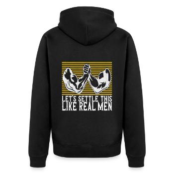 Arm wrestling arm wrestling - Unisex Premium Organic Zip Hoodie - black - Back - Nico (187cm)
