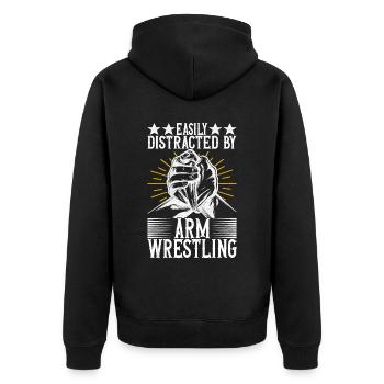 Arm wrestling arm wrestling - Unisex Premium Organic Zip Hoodie - black - Back - Nico (187cm)