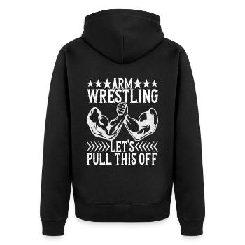 Arm wrestling arm wrestling - Unisex Premium Organic Zip Hoodie - black - Back - Nico (187cm)