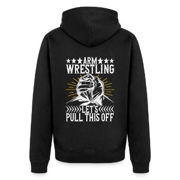 Arm wrestling arm wrestling - Unisex Premium Organic Zip Hoodie - black - Back - Nico (187cm)