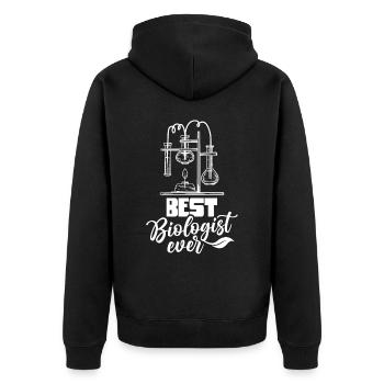 Bester Biologe Aller Zeiten Biologie Biologin - Unisex Premium Bio Zip Hoodie - Schwarz - Hinten - Nico (187cm)