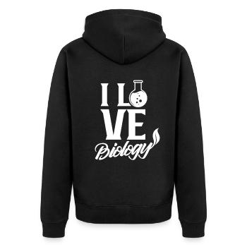 Ich Liebe Biologie Biologe Biologin Beruf - Unisex Premium Bio Zip Hoodie - Schwarz - Hinten - Nico (187cm)