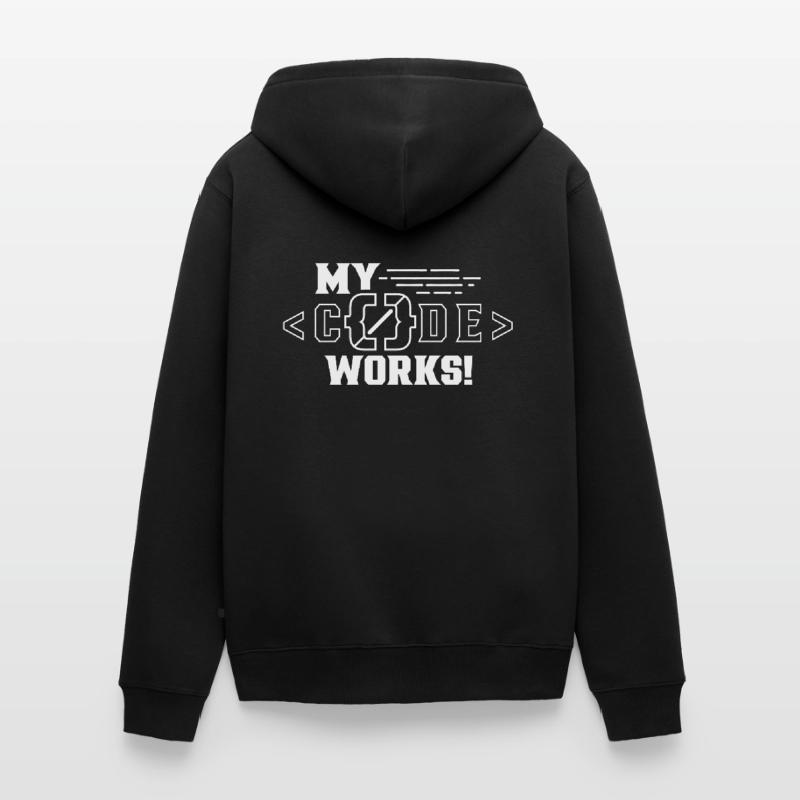 Mein Code Funktioniert Programmieren Coding Coder Unisex Premium Bio Zip Hoodie