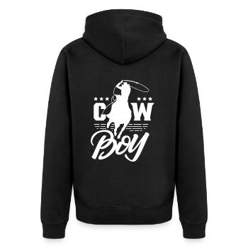 Cowboy Süß Cowboys Sprüche Texas - Unisex Premium Bio Zip Hoodie - Schwarz - Hinten - Nico (187cm)