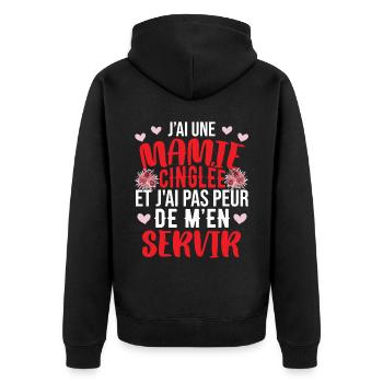 J'Ai Une Mamie Cinglée - Veste à capuche bio Premium Unisexe - noir - Dos - Nico (187cm)