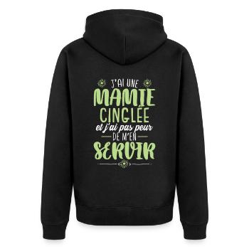 Mamie Humour Petite-Fille - Veste à capuche bio Premium Unisexe - noir - Dos - Nico (187cm)