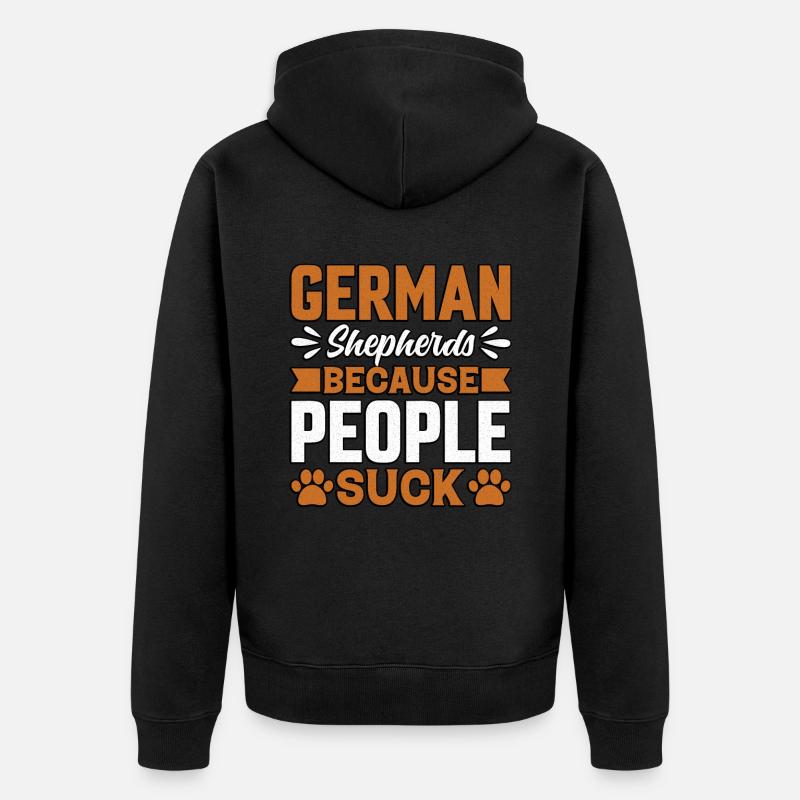 Deutsche Schäferhunde, weil Menschen sind - Unisex Premium Bio Zip Hoodie - Schwarz