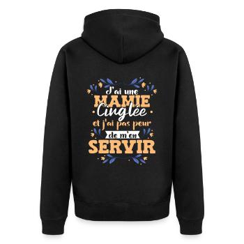 J'Ai Une Mamie Cinglée - Veste à capuche bio Premium Unisexe - noir - Dos - Nico (187cm)