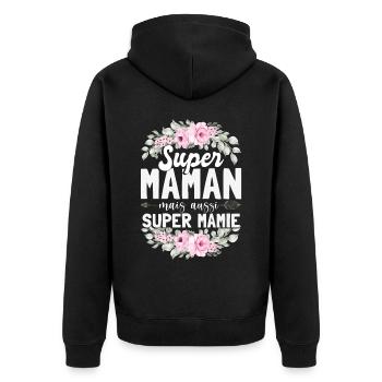 Maman Mais Aussi Super Mamie - Veste à capuche bio Premium Unisexe - noir - Dos - Nico (187cm)
