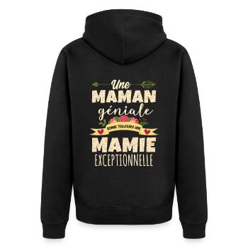 Une Maman Géniale Donne Toujours Une Mamie - Veste à capuche bio Premium Unisexe - noir - Dos - Nico (187cm)