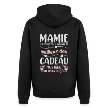 Mamie Cadeau - Veste à capuche bio Premium Unisexe - noir - Dos - Nico (187cm)
