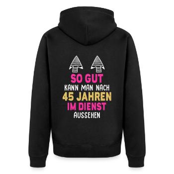 Jubiläum 45 Jahre Geschenk Arbeit Lustig Spruch - Unisex Premium Bio Zip Hoodie - Schwarz - Hinten - Nico (187cm)