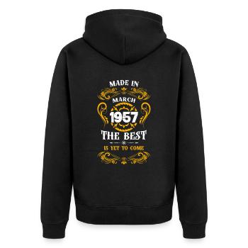 Fabriqué en mars 1957 Le meilleur - Veste à capuche bio Premium Unisexe - noir - Dos - Nico (187cm)