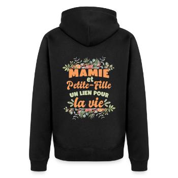 Mamie Et Petite-Fille - Veste à capuche bio Premium Unisexe - noir - Dos - Nico (187cm)