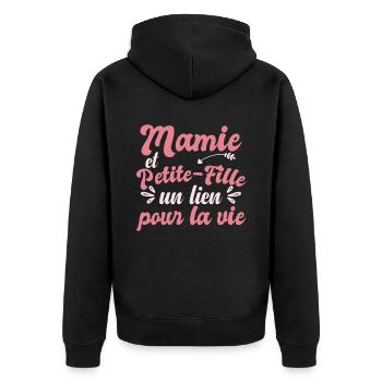 Mamie Et Petite-Fille Cadeau - Veste à capuche bio Premium Unisexe - noir - Dos - Nico (187cm)