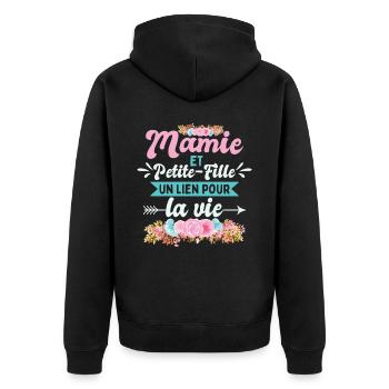 Mamie Et Petite-Fille - Veste à capuche bio Premium Unisexe - noir - Dos - Nico (187cm)
