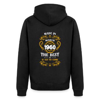 Fabriqué en mars 1960 Le meilleur - Veste à capuche bio Premium Unisexe - noir - Dos - Nico (187cm)
