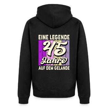 Jubiläum 45 Jahre Geschenk Arbeit Lustig Spruch - Unisex Premium Bio Zip Hoodie - Schwarz - Hinten - Nico (187cm)