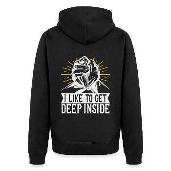 Armdrücken Armwrestling - Unisex Premium Bio Zip Hoodie - Schwarz - Hinten - Nico (187cm)