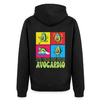 Avocardio Avocado Fitness - Unisex Premium Bio Zip Hoodie - Schwarz - Hinten - Nico (187cm)