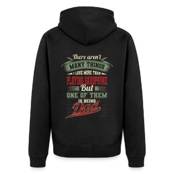 Vatertag Saxophon Musiker Vater Papa Geschenk - Unisex Premium Bio Zip Hoodie - Schwarz - Hinten - Nico (187cm)