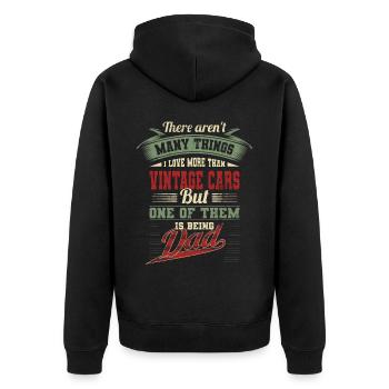 Vatertag Vintage Cars Autoliebhaber Papa Geschenk - Unisex Premium Bio Zip Hoodie - Schwarz - Hinten - Nico (187cm)