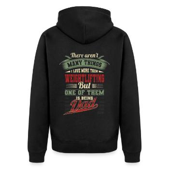Vatertag Gewichtheber Bodybuilding Papa Geschenk - Unisex Premium Bio Zip Hoodie - Schwarz - Hinten - Nico (187cm)