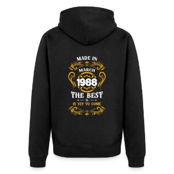 Fabriqué en mars 1988 Le meilleur - Veste à capuche bio Premium Unisexe - noir - Dos - Nico (187cm)