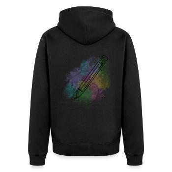 Art Academia Esthétique Crayon Aquarelle - Veste à capuche bio Premium Unisexe - noir - Dos - Nico (187cm)