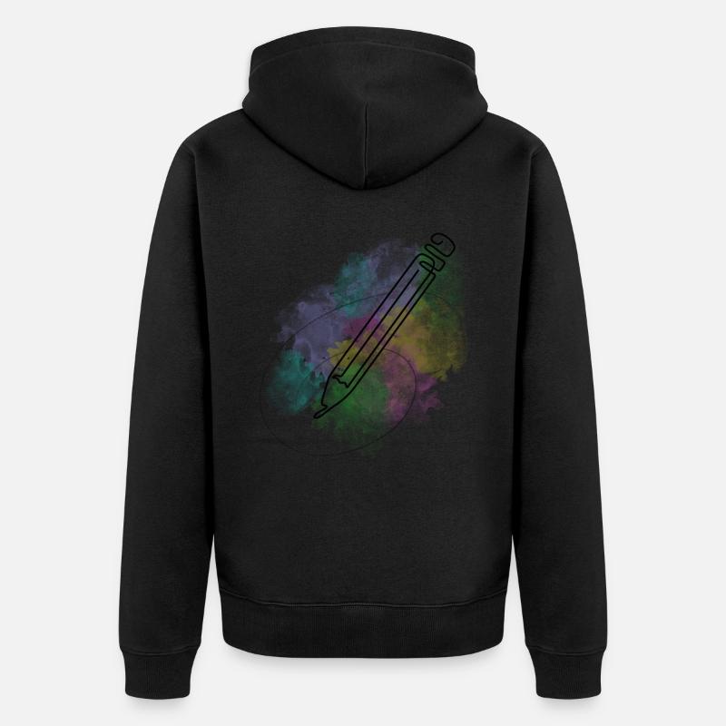 Art Academia Esthétique Crayon Aquarelle - Veste à capuche bio Premium Unisexe - noir