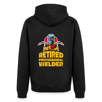 Welder locksmith Retired welder - Unisex Premium Organic Zip Hoodie - black - Back - Nico (187cm)