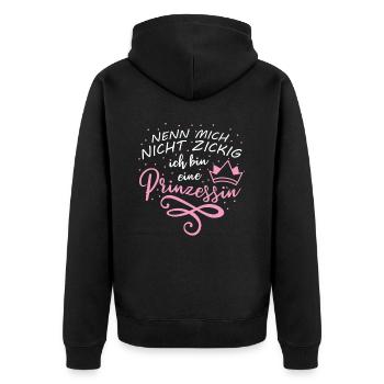 Prinzessin Krone - Unisex Premium Bio Zip Hoodie - Schwarz - Hinten - Nico (187cm)