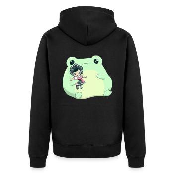 Angura Kei Esthétique japonaise foncée Grenouille Kawaii - Veste à capuche bio Premium Unisexe - noir - Dos - Nico (187cm)