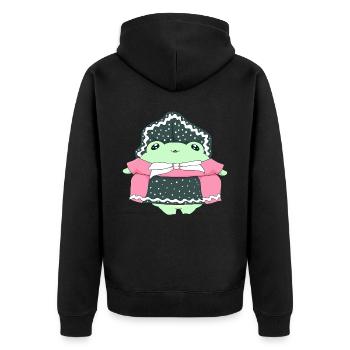 Angura Kei Esthétique japonaise foncée Grenouille Kawaii - Veste à capuche bio Premium Unisexe - noir - Dos - Nico (187cm)