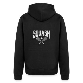 Squash Spieler Badminton Sport Geschenk - Unisex Premium Bio Zip Hoodie - Schwarz - Hinten - Nico (187cm)