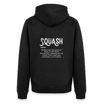 Squash Spieler Badminton Sport Geschenk - Unisex Premium Bio Zip Hoodie - Schwarz - Hinten - Nico (187cm)
