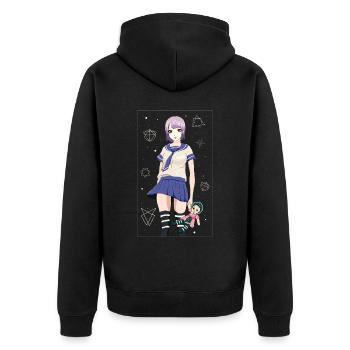 Angura Kei Esthétique japonaise foncée - Veste à capuche bio Premium Unisexe - noir - Dos - Nico (187cm)