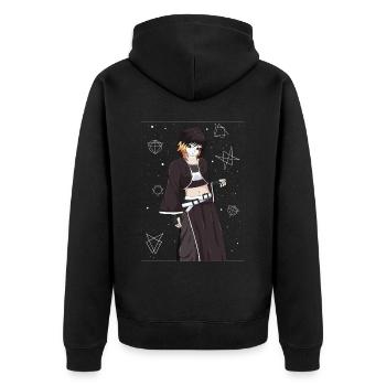 Angura Kei Sombre Japonais Esthétique Gothique - Veste à capuche bio Premium Unisexe - noir - Dos - Nico (187cm)
