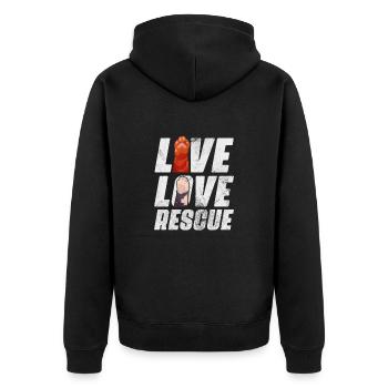 Tierrettung Tierrechte Tierliebe Haustier Geschenk - Unisex Premium Bio Zip Hoodie - Schwarz - Hinten - Nico (187cm)