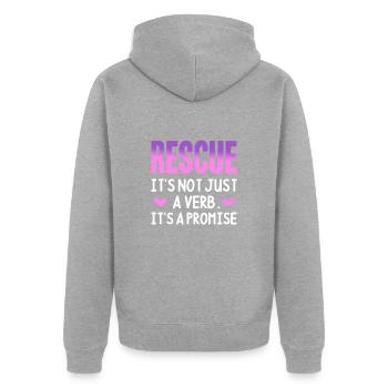 Tierrettung - Unisex Premium Bio Zip Hoodie - Grau meliert - Hinten - Nico (187cm)