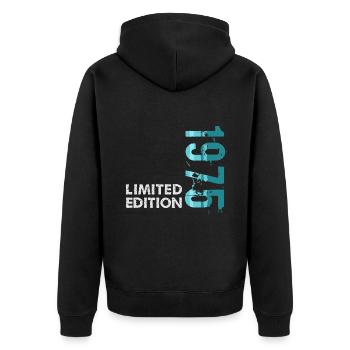 1975 Limited Edition - Unisex Premium Bio Zip Hoodie - Schwarz - Hinten - Nico (187cm)