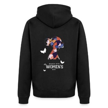 8 mars Journée de la femme JIF 2022 Féministe - Veste à capuche bio Premium Unisexe - noir - Dos - Nico (187cm)