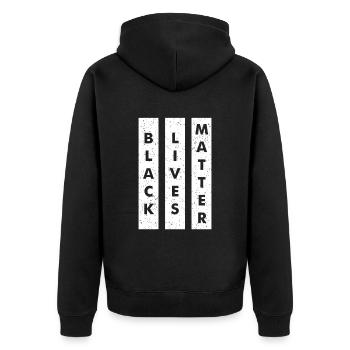 Schwarze Leben sind wichtig - Unisex Premium Bio Zip Hoodie - Schwarz - Hinten - Nico (187cm)
